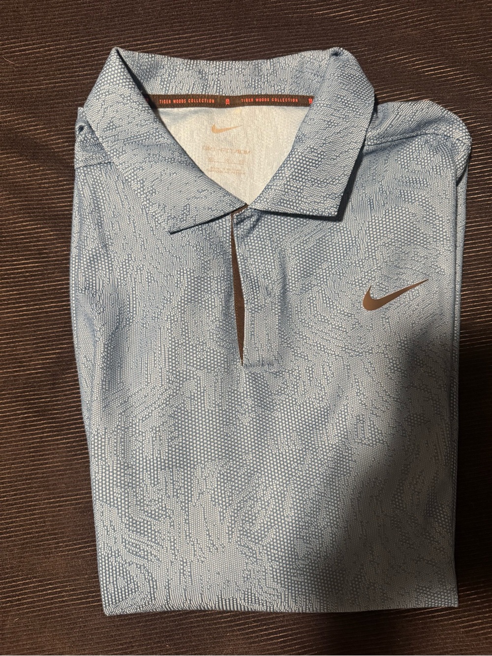 Nike Men’s Sky Blue Golf Polo with Bronze Swoosh